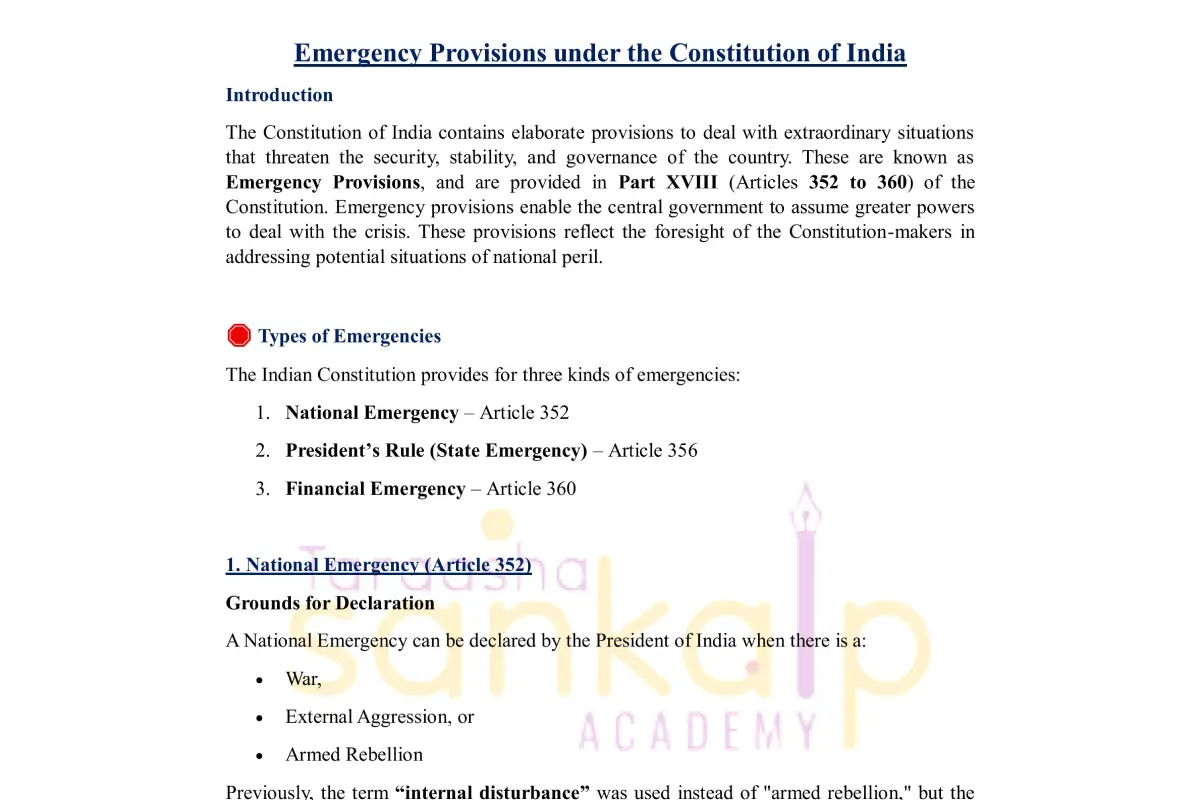 Constitutional Law 2 - Emergency Provisions